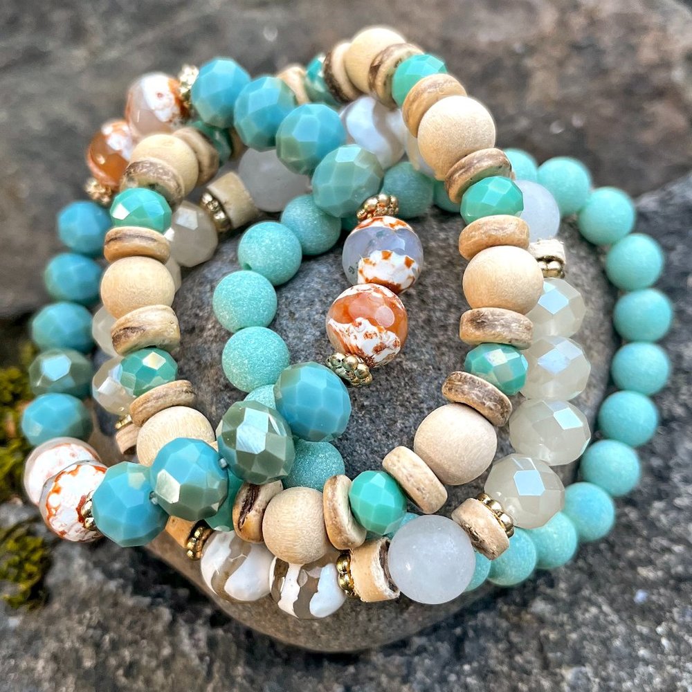 Stack Stretch Beaded Bracelets Set of Four - Picture 3 of 6